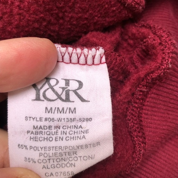Y&R Reckless burgundy hoodie  with Floral embellishments on hood and sleeves - Picture 5 of 8
